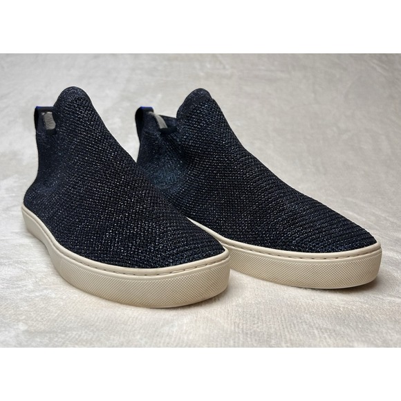 Rothy's Shoes - Rothy's Blue Metallic Lattice Stitch Chelsea Sneakers High Tops Shoe Size‎ 12